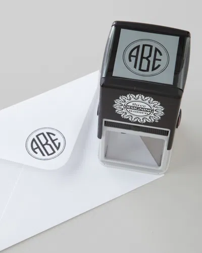 Three Designing Women Three-initial Circle Monogram Stamper In White
