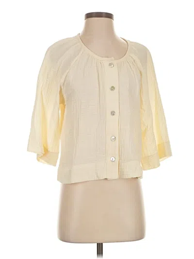 Pre-owned Three Dots 3/4 Sleeve Blouse In Ivory