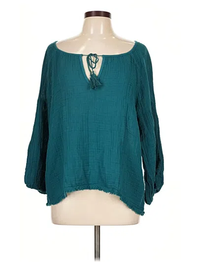Pre-owned Three Dots 3/4 Sleeve Blouse In Teal