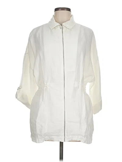 Pre-owned Three Dots 3/4 Sleeve Button Down Shirt In Ivory
