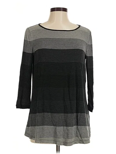 Pre-owned Three Dots 3/4 Sleeve Top Black Boatneck Tops