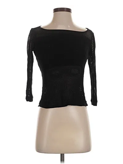 Pre-owned Three Dots 3/4 Sleeve Top Black Boatneck Tops