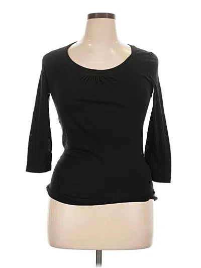Pre-owned Three Dots 3/4 Sleeve Top Black Scoop Neck Tops