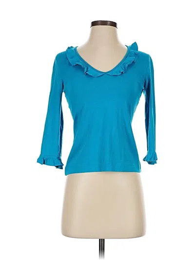 Pre-owned Three Dots 3/4 Sleeve Top Blue Cowl Neck Tops