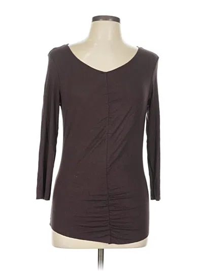 Pre-owned Three Dots 3/4 Sleeve Top Brown Scoop Neck Tops