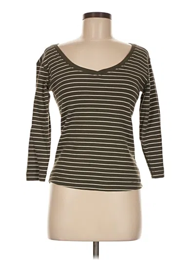 Pre-owned Three Dots 3/4 Sleeve Top Brown Scoop Neck Tops