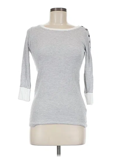 Pre-owned Three Dots 3/4 Sleeve Top Gray Boatneck Tops