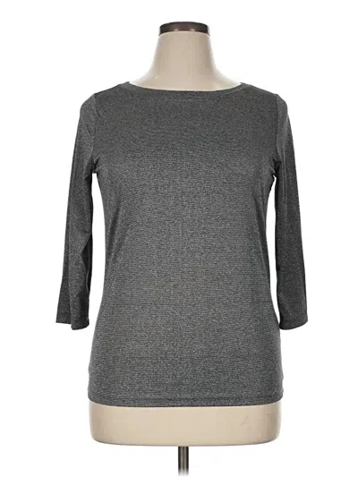 Pre-owned Three Dots 3/4 Sleeve Top Gray Boatneck Tops