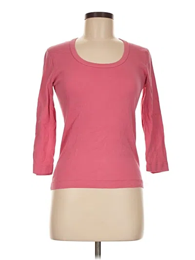Pre-owned Three Dots 3/4 Sleeve Top Pink Scoop Neck Tops