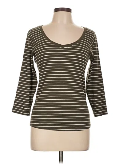 Pre-owned Three Dots 3/4 Sleeve T-shirt In Brown