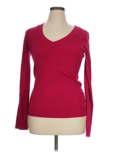 Pre-owned Three Dots 3/4 Sleeve T-shirt In Burgundy