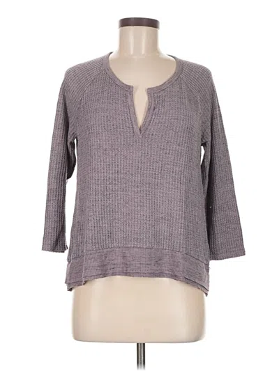 Pre-owned Three Dots 3/4 Sleeve T-shirt In Gray