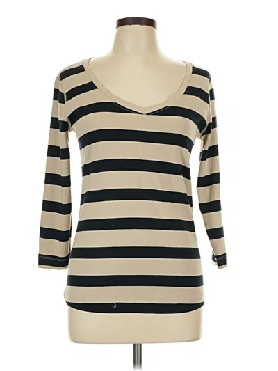 Pre-owned Three Dots 3/4 Sleeve T-shirt In Tan