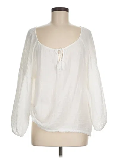 Pre-owned Three Dots 3/4 Sleeve T-shirt In White