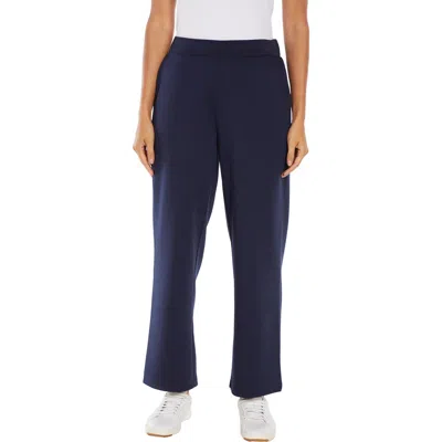 Three Dots Aria Scuba Knit Bootcut Pants In Navy