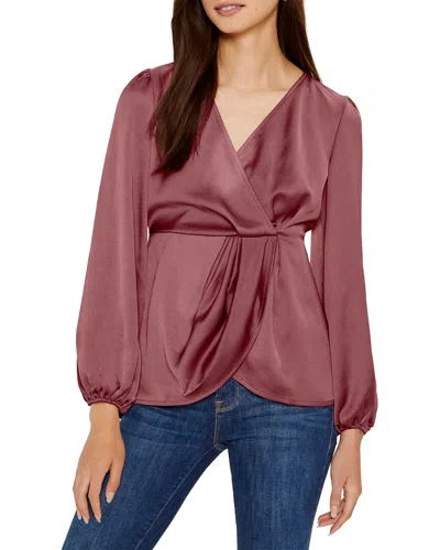 Three Dots Bella Draped Blouse In Multi