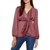 Three Dots Bella Draped Blouse In Multi
