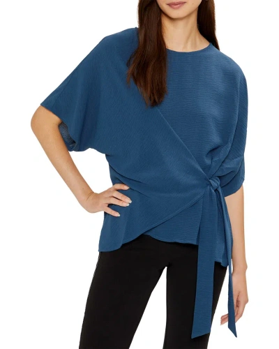 Three Dots Blair Front Tie Top In Blue