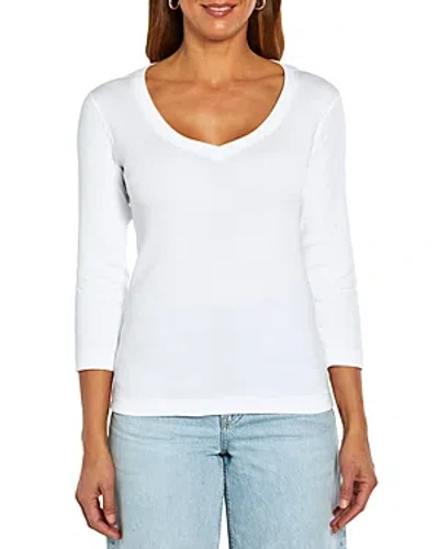 Three Dots Boat Neck Tee In White