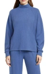 Three Dots Brushed Ribbed Pullover Sweatshirt In Blue