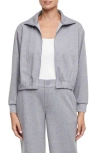 Three Dots Bubble Hem Full Zip Jacket In Gray
