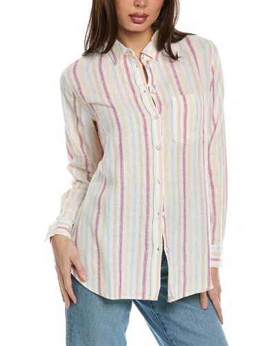Three Dots Button-up Linen-blend Shirt In Neutral