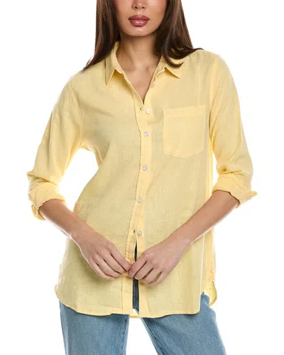 Three Dots Button-up Linen-blend Shirt In Yellow