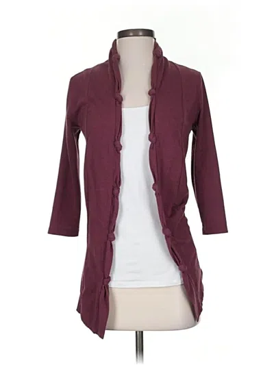 Pre-owned Three Dots Cardigan Sweater In Burgundy