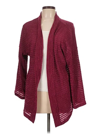 Pre-owned Three Dots Cardigan Sweater In Burgundy