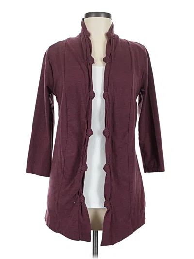 Pre-owned Three Dots Cardigan Sweater In Burgundy