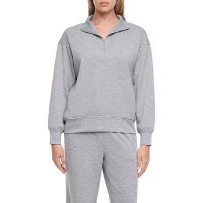 Three Dots Cinthia Quarter Zip Sweatshirt In Gray