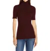 Three Dots Cleo Turtleneck Viscose Top Shirt In Bordeauxx In Red