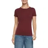 Three Dots Cotton Crewneck T-shirt In Burgundy