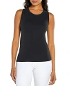 Three Dots Womens Pointelle Sleeveless Tank Top In Black