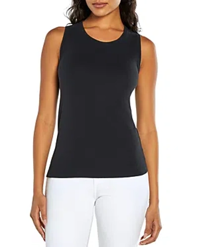 Three Dots Womens Pointelle Sleeveless Tank Top In Black