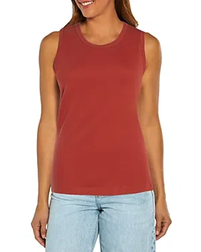 Three Dots Cotton Crewneck Tank In Chili Oil