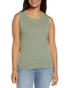 Three Dots Cotton Crewneck Tank In Sea Spray