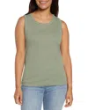 Three Dots Cotton Crewneck Tank In Sea Spray