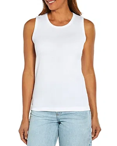 Three Dots Cotton Crewneck Tank In White