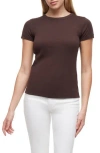 Three Dots Cotton Rib T-shirt In Brown