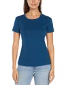 Three Dots Cotton Short Sleeve Crewneck Tee In Blue Spruce