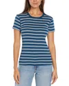 Three Dots Cotton Short Sleeve Crewneck Tee In Egret/ Black