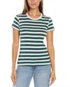 Three Dots Cotton Short Sleeve Crewneck Tee In Egret/ Sea Moss