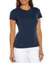 Three Dots Cotton Short Sleeve Crewneck Tee In Navy