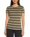 Three Dots Cotton Short Sleeve Crewneck Tee In White