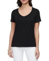 Three Dots Cotton V Neck Tee In Black