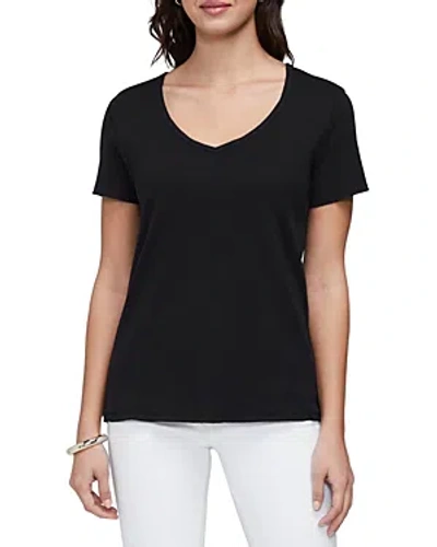 Three Dots Cotton V Neck Tee In Black