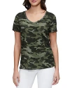 Three Dots Cotton V Neck Tee In Forest Night