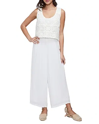 Three Dots Crochet Top Jumpsuit In Multi