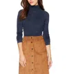 Three Dots Heritage Knit Rocker Tight Long Shirt In Night Iris Blue In Blue